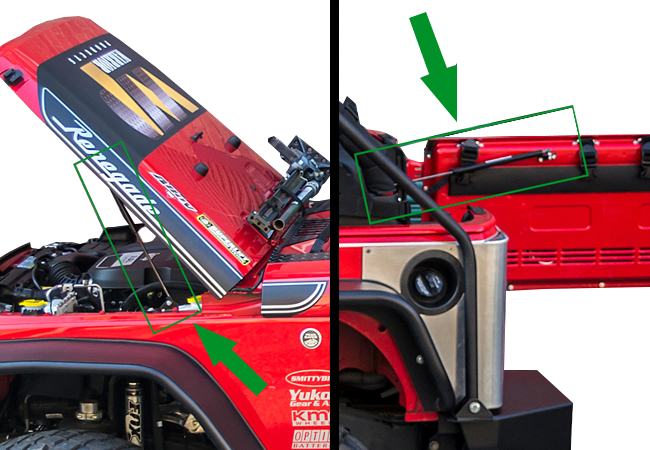 Jeep Wrangler JK / JKU HoodLift & Tailgate Strut Combo Kit (OEM Hood)